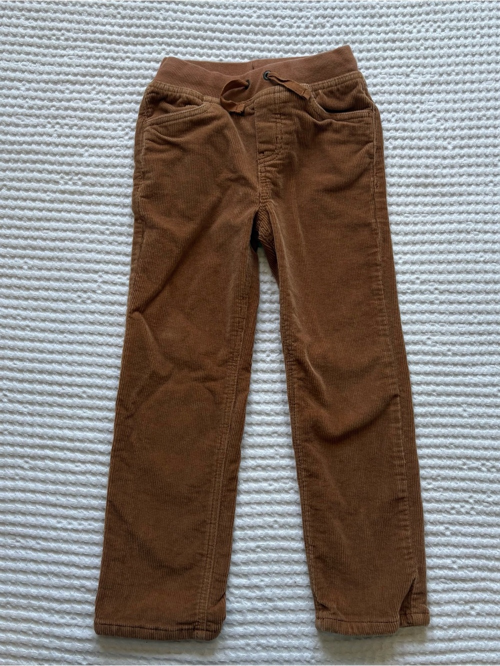 Hanna Andersson Boys Corduroy Pants Chestnut Brown Drawstring Waist Fall: 6-7